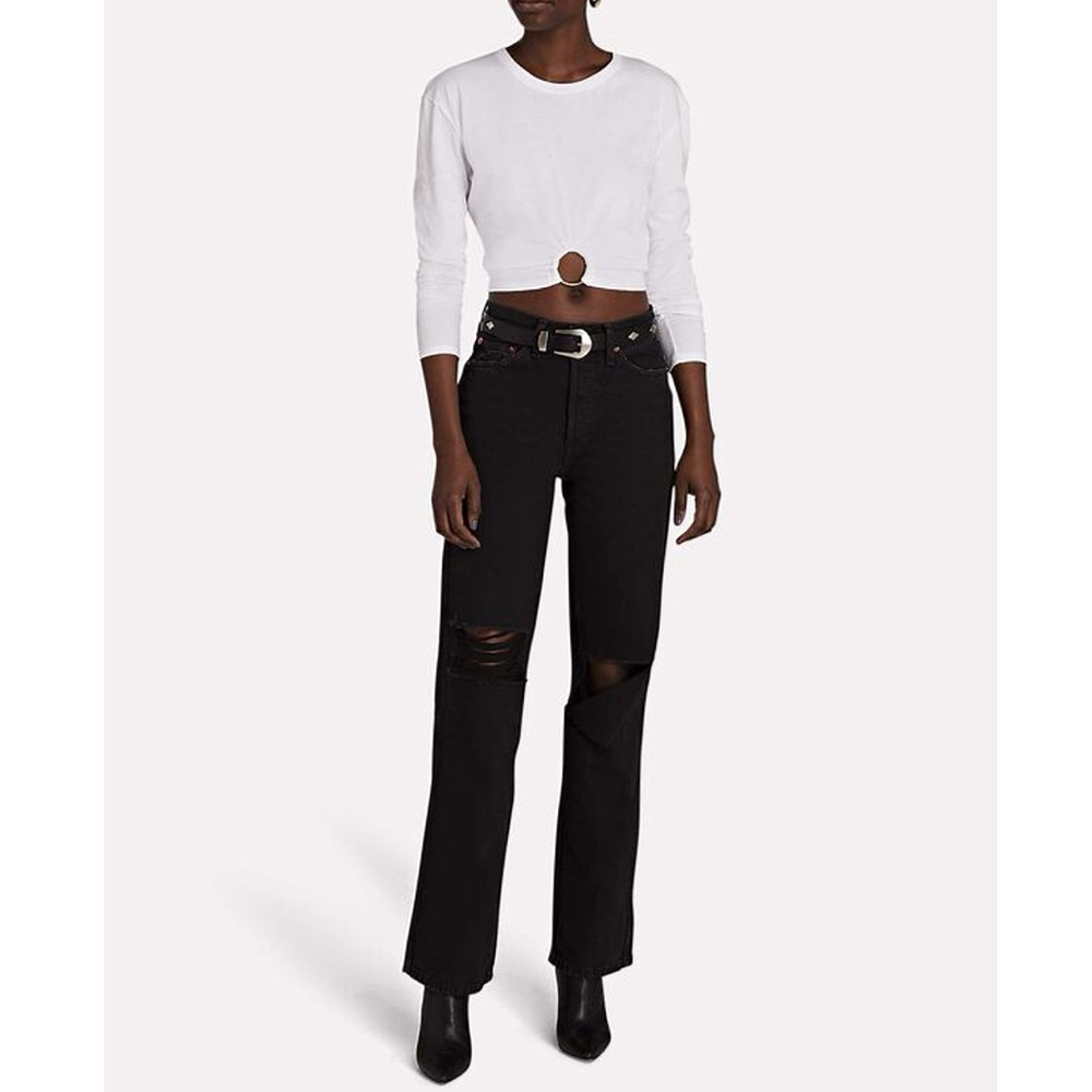 Re/Done 90s Loose Straight High Rise Washed Black Jeans